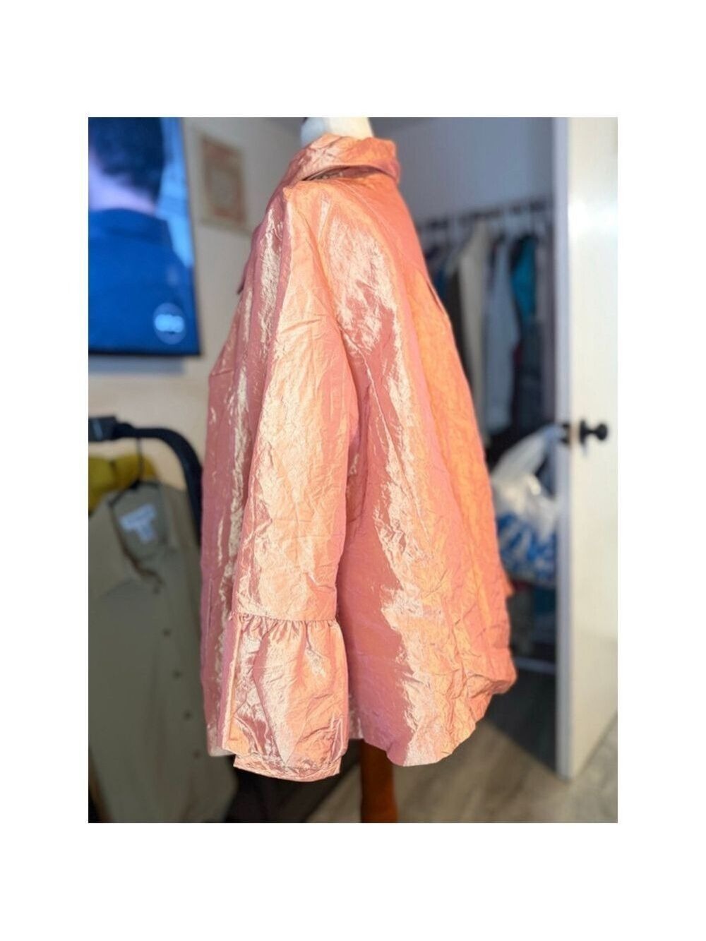 A. B. Lambdin jacket size 2X orange ruffles USA big buttons - Picture 11 of 12
